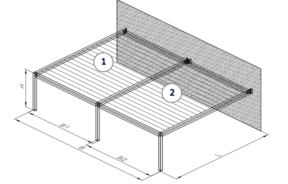 Pergola ke zdi dvoudílná příčná