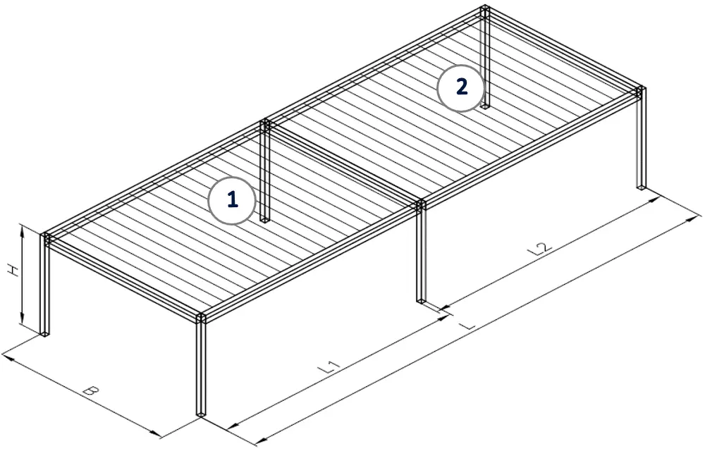 Volně stojící podélná pergola